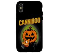 Canniboo Funny Pixel Art Jack O'Lantern che mangia torta di Halloween Custodia per iPhone X/XS