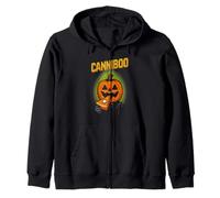 Canniboo Funny Pixel Art Jack O'Lantern Che Mangia Torta di Halloween Felpa con Cappuccio
