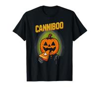 Canniboo Funny Pixel Art Jack O'Lantern Che Mangia Torta di Halloween Maglietta