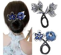 Canno di panini, creatore di pannelli per capelli, 2 pezzi di foglie di strass e foglie di alberi torreria francese strumento per capelli, bigodino pigro flessibile per donne e ragazze