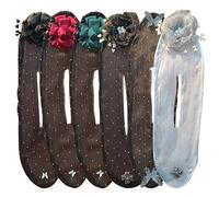 Canno di panini per capelli lunghi, produttore di pannelli per capelli, maker di panini con twist per capelli da 6 pezzi, produttore di panini da fiori ricamati a mano per capelli lunghi, accessori p