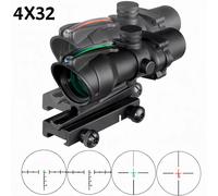 Cannocchiale da caccia tattico 4X32 Fibra ottica reale Grenn Red Dot Illuminato Reticolo inciso Mirino ottico