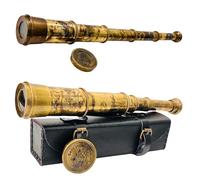 Cannocchiale telescopico in ottone raro - East India Company 1818 Tracker Vintage Pirate Spyglass Scope antico grande scatola regalo in pelle cucita a mano (BT-EIC17)