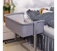 Cannoli Cododo Culla per Neonati, Altezza Regolabile, Letto Cododo per Neonati con Materasso Soffice e Zanzariera 4 Ruote, per Bambini da 1 a 36 Mesi (96 x 57 x 77 cm (Grigio)