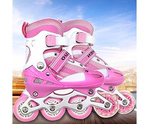 Cannoli Rollers Online Bambino, Garcon & Ragazza, Regolabile Taglia (35-38) ABEC 7, Roller Bambino 4 Ruote - Comode e Stylish - Rosa