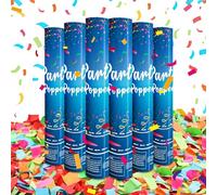 Cannone per coriandoli biodegradabili, confezione da 6 pezzi, multicolore, 30,5 cm, per feste, per matrimoni, compleanni, lauree, decorazioni per Capodanno 2025 e qualsiasi celebrazione