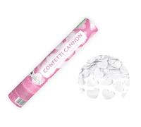 Cannone per coriandoli con cuori, 28 cm, altezza effetto da 5 a 8 m, per matrimoni, battesimi, feste, coriandoli, colore bianco