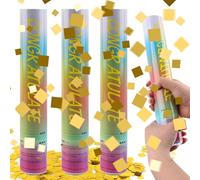 Cannone Spara Coriandoli Oro*4pcs, SilverChry Tubi Coriandoli Compleanno, Cannoni Coriandoli Matrimonio, Sparacoriandoli Laurea Tubo, Tubo Spara Coriandoli Festa, Coriandoli Cannoni (quadrato)