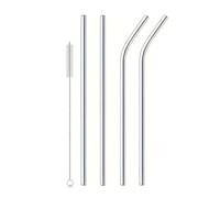 Cannucce Acciaio 4 Cannucce In Acciaio Inossidabile Con Spazzola For La Pulizia, Cannucce Di Ricambio For Tazze Stanley Da 40 Once.(Silver)
