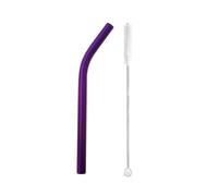 Cannucce Acciaio 5pcs 12x215mm Metal Straw 8.5'' Reusable Drinking Straws For Bubble Tea Boba Smoothies Milkshakes(Purple bent)