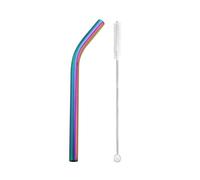 Cannucce Acciaio 5pcs 12x215mm Metal Straw 8.5'' Reusable Drinking Straws For Bubble Tea Boba Smoothies Milkshakes(Rainbow bent)