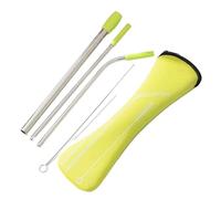 Cannucce Acciaio 7pcs Straw Stainless Steel Reusable Straws With Silicone Straw Tip,Tea Straws, Travel, Beach, Party Supplies(Yellow)