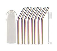 Cannucce Acciaio 8 cannucce riutilizzabili da 12 mm in acciaio inox, for bubble tea, for cocktail e bar.(Rainbow bent)