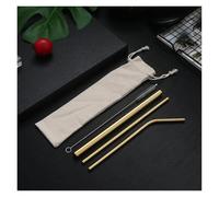 Cannucce Acciaio Colorful Reusable Metal Straws Set 304 Stainless Steel Drinking Straws Boba Straws For Milk Bar Cocktail(Gold)
