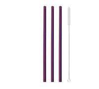 cannucce acciaio inossidabile 3Pcs Reusable Heart Shaped Drinking Straw With Brush Stainless Steel Straws For Juice Milk Tea Coffee Bar Party(3Pcs Purple)