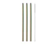 cannucce acciaio inossidabile 3Pcs Reusable Heart Shaped Drinking Straw With Brush Stainless Steel Straws For Juice Milk Tea Coffee Bar Party(3Pcs Rainbow)