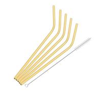 cannucce acciaio inossidabile 6 * 215mm 6Pcs Reusable Metal Straws Set Stainless Steel Drinking Straw Cocktail Party Favor Bar Accessory(Gold)