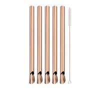 cannucce acciaio inossidabile 6Pcs Stainless Steel Straw Reusable Pearl Milkshake Bubble Tea Straws With Brush Stirring Smoothie Spoon(Rose)