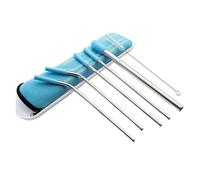 cannucce acciaio inossidabile 7pcs Straw Stainless Steel Reusable Straws With Silicone Straw Tip,Tea Straws, Travel, Beach, Party Supplies(Blue)