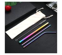 cannucce acciaio inossidabile Colorful Reusable Metal Straws Set 304 Stainless Steel Drinking Straws Boba Straws For Milk Bar Cocktail(Rainbow)