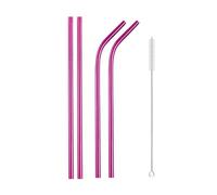 cannucce acciaio inossidabile Rainbow Color Reusable Metal Straws Set With Cleaner Brush Stainless Steel Drinking Straw Milk Bar Party(5Pcs Pink)