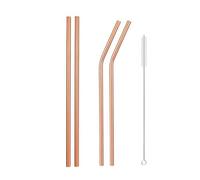 cannucce acciaio inossidabile Rainbow Color Reusable Metal Straws Set With Cleaner Brush Stainless Steel Drinking Straw Milk Bar Party(5Pcs Rosegold)