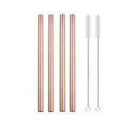 Cannucce Acciaio Inox 4 cannucce for frullato in acciaio inossidabile 304, larghe 12 mm, riutilizzabili, in metallo, for frullati e milkshake per frutta(Rosegold)