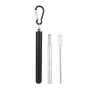 Cannucce Acciaio Portable Stainless Steel Telescopic Reusable Straw With Cleaning Brush For Drinking Coffee Milk Tea(Black)