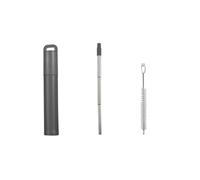 Cannucce Acciaio Reusable Telescopic Straws Foldable Stainless Steel Straws For Travel Work And Outings Keychain(Grey)