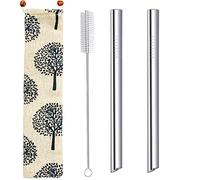 Cannucce Boba in acciaio inox, extra larghe, 12 mm, riutilizzabili, in metallo, per Bubble Tea, Smoothie, Milkshake Jumbo, con borsa per il trasporto, spazzola per la pulizia, design con punta