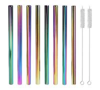 Cannucce da tè a bolle riutilizzabili in metallo, 8 cannucce spesse in acciaio inox con 2 spazzole di pulizia per frullato Boba Bubble Tea Milkshake, 12 mm extra large multicolore