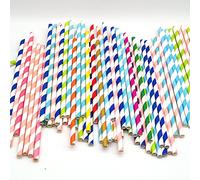 Cannucce di Carta, 100 Pezzi Paglie di Carta Cannucce di Carta a Strisce Biodegradabili per Succhi, Cocktail, Matrimoni, Compleanni, Decorazioni fai-da-te