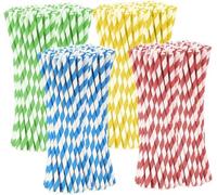 Cannucce di carta, 480 pezzi, cannucce di carta colorate, biodegradabili, per feste, matrimoni e occasioni