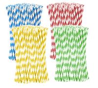 Cannucce di Carta, 500 Cannucce a Righe, Colorate di Carta per Feste, per Cocktail, Caffè o Succo, Rosso, Giallo, Blu, Verde