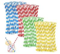Cannucce di Carta, 500 Cannucce Colorate, Cannucce a Righe, Cannucce di Carta per Feste, Cannucce da Cocktail, per Cocktail, Caffè o Succo, Rosso, Giallo, Blu, Verde