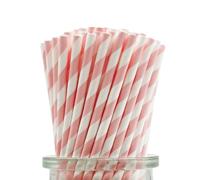 Cannucce di carta a righe rosa chiaro, cannucce rosa confetto e bianche, per baby shower, matrimoni, compleanni, decorazioni