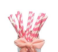 Cannucce di Carta Bianche Rosa, 100 Pezzi Biodegradabili Paglie di Carta Cannucce Usa e Getta per Feste, Celebrazioni, Matrimoni