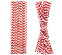 Cannucce di carta extra lunghe da 46 cm per bevande di grandi dimensioni, artigianato fai da te, bastoncini di zucchero filato - strisce rosse/bianche, 100 conteggi - 100% biodegradabili