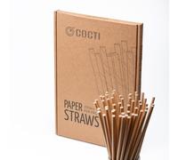 Cannucce di carta per bevande Cocti - Cannucce incredibilmente durature! 100% biodegradabili, durevoli, senza sapore di carta, adatte per bevande fredde - 200 mm x 6 mm, marrone 150 pz.
