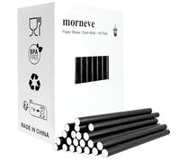 Cannucce di carta usa e getta, extra larghe, 12 mm, per bubble tea, boba smoothie, perle, frappè, frullati, frullati, frullati, frullati, matrimoni, compleanni, feste, colore nero, 100 pezzi