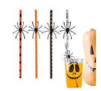 Cannucce di Halloween per bambini, con ciondolo a forma di , ecologiche, con stampa a ragnatela, per migliorare le bevande di Halloween