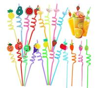 Cannucce di Plastica,Mengger 20 pezzi Cannucce di Plastica,Cannucces Riutilizzabili,Cannucces con Cartoni Animati per Bambini Arricciate Feste di Compleanno Bambini Succhi(Multicolori)