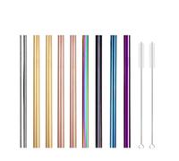 Cannucce in Acciaio Inossidabile 10 cannucce colorate in acciaio inossidabile 304 da 12 x 215 mm, set di riutilizzabili in metallo(Stright Mixed Color)