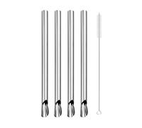 Cannucce in acciaio inossidabile 5 cannucce riutilizzabili in acciaio inossidabile for frullati, bubble tea e con pennello, a forma di cucchiaio(Silver)