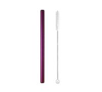 Cannucce in acciaio inossidabile 5pcs 12x215mm Metal Straw 8.5'' Reusable Drinking Straws For Bubble Tea Boba Smoothies Milkshakes(Purple straight)