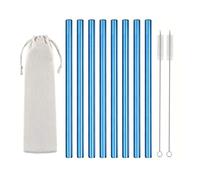 Cannucce in acciaio inossidabile 8 cannucce riutilizzabili da 12 mm in acciaio inox, for bubble tea, for cocktail e bar(Blue straight)