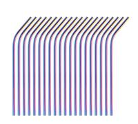 Cannucce in Acciaio Inossidabile Accessori for barrette di cannuccia in acciaio inossidabile 304 Strumenti Cannucce riutilizzabili in metallo Tubi for bere tè a bolle for bevande(Rainbow20bent)