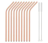 Cannucce in Acciaio Inossidabile Cannucce in acciaio inossidabile rosa da 12 pezzi 215 * 6 mm riutilizzabili in metallo con spazzola for pulizia(Rose)