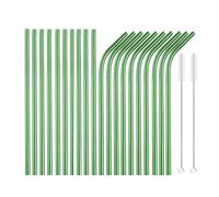 Cannucce in Acciaio Inossidabile Cannucce in metallo da 10 colori, set 20 pezzi, colorato, riutilizzabile, in acciaio inossidabile 304, con 2 spazzole(Green Mixed)