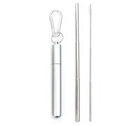 Cannucce in Acciaio Inossidabile Cannuccia telescopica riutilizzabile in acciaio inossidabile 304 con spazzola for la pulizia da viaggio custodia(Silver)